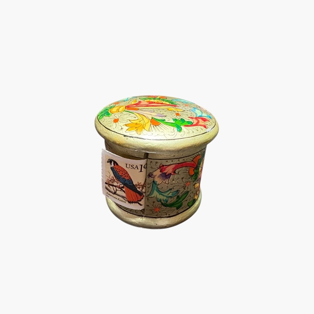 Cottura Handmade Handpainted Floral Bird Motif Box Kashmir India Decorative